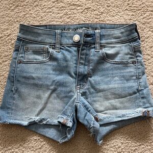 American Eagle Outfitters Light Blue Distressed Jean Shorts